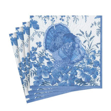 Load image into Gallery viewer, Turkey Toile Paper Luncheon Napkins in Blue, 20ct
