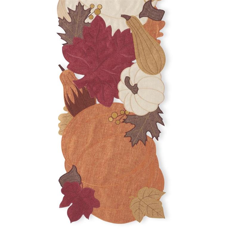 Pumpkin & Fall Leaves Cut-Out Table Runner, 70