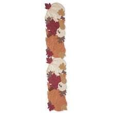 Load image into Gallery viewer, Pumpkin &amp; Fall Leaves Cut-Out Table Runner, 70&quot;
