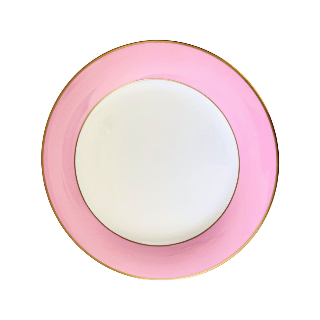 White Colorsheen Dinner Plate, Pink | Gold