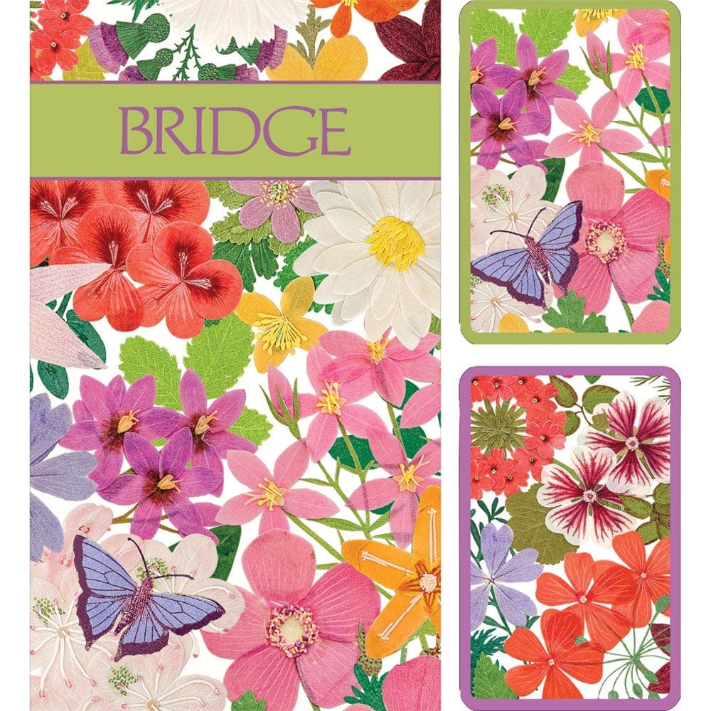 Halsted Floral Large Type Bridge Gift Set - 2 Playing Card Decks & 2 Score Pads