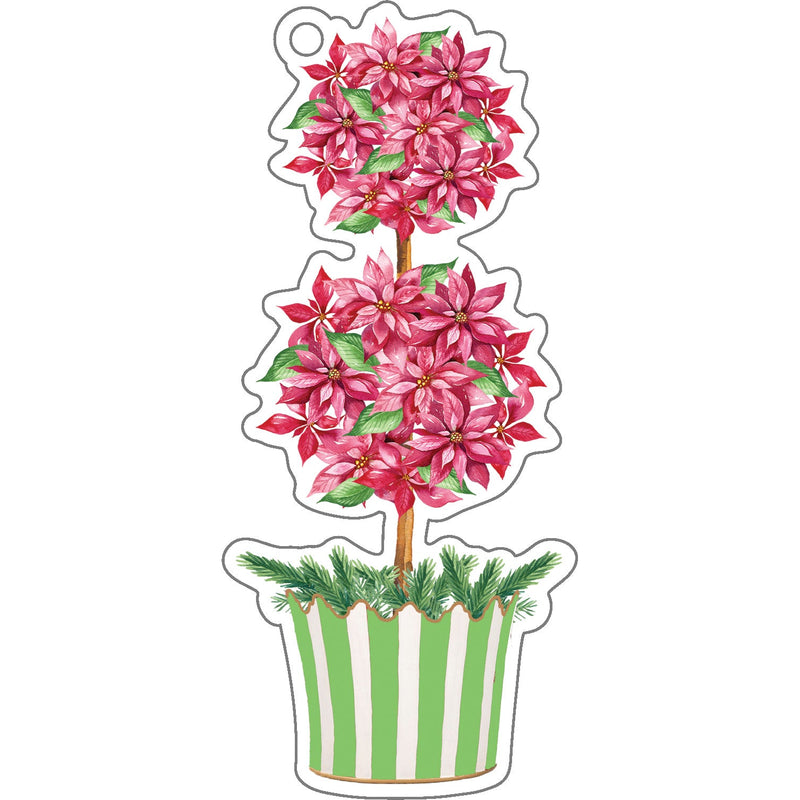Pink Poinsettias Die-cut Gift Tag, Set of 8