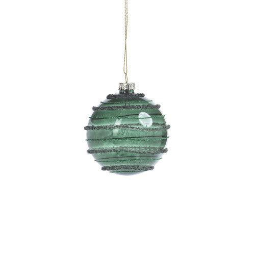 Green Striped Beaded Ornament