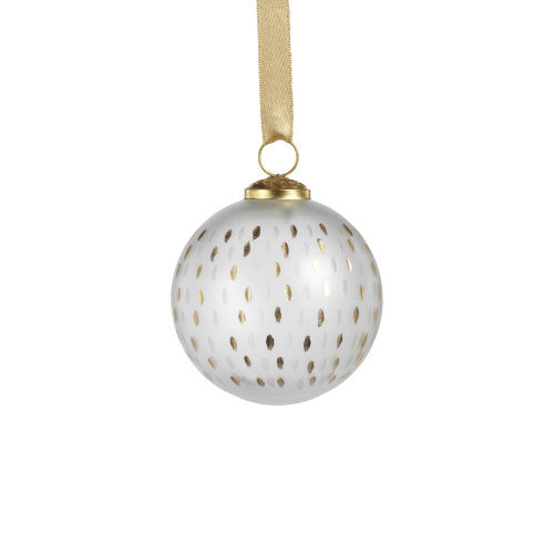 Frosted and Etched Gold Glass Ornament