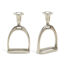 Load image into Gallery viewer, Stirrup Antiqued Silver Taper Candleholder, Set of 2
