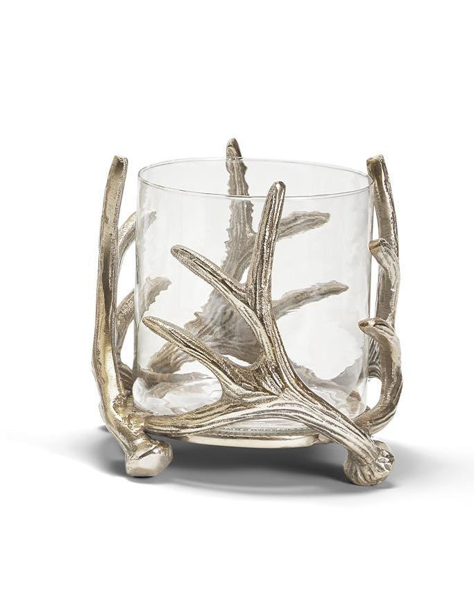 Silver Antler Candleholder & Glass Votive, Sm