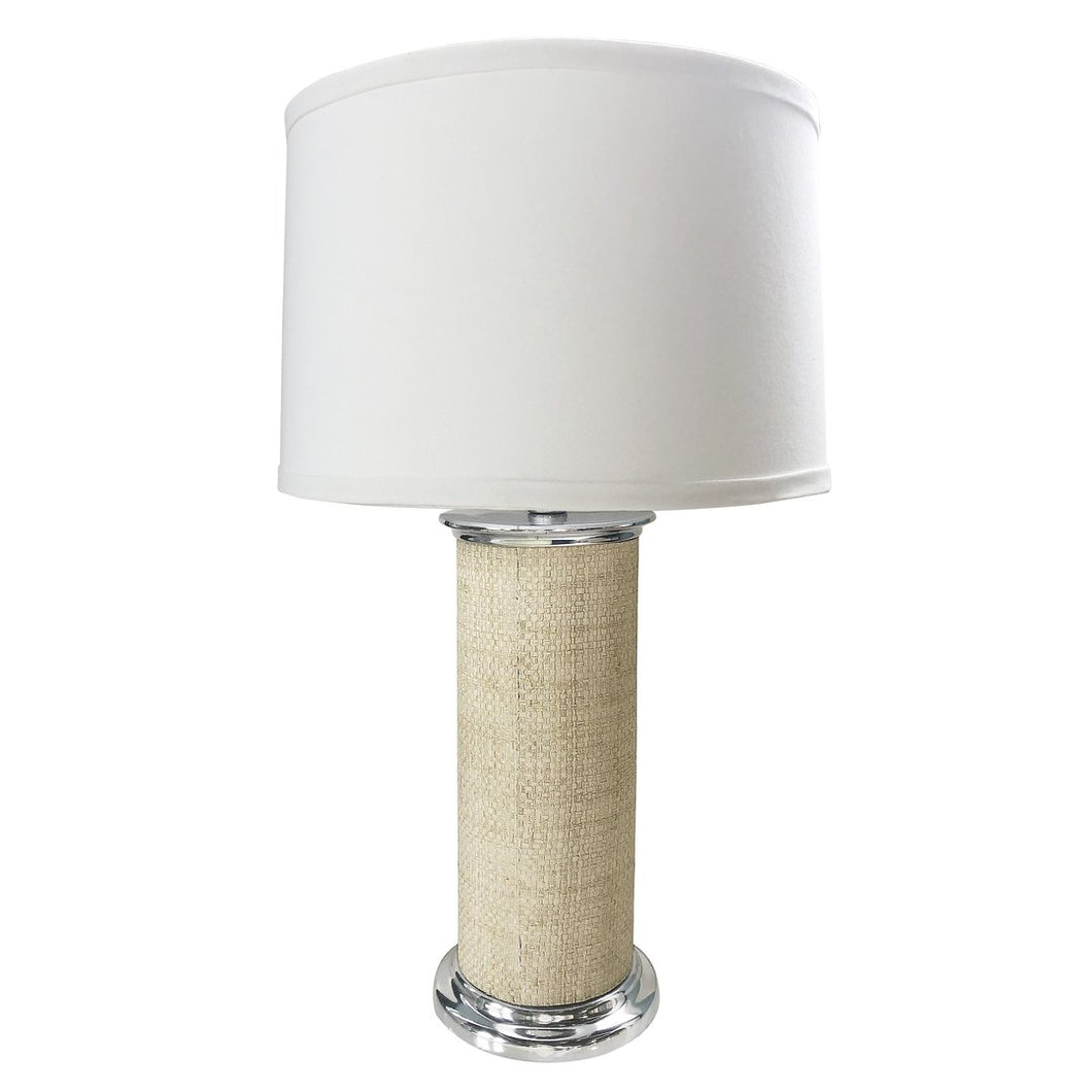 Mariposa Sand Faux Grasscloth Column Table Lamp