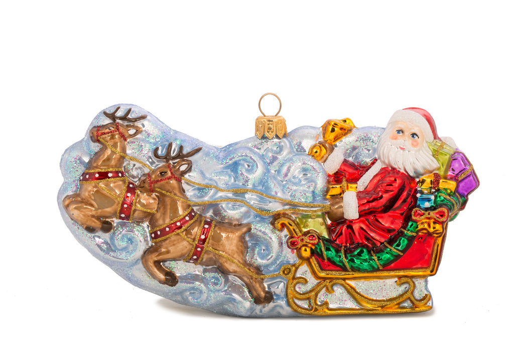 Traveling Santa on Cloud Ornament