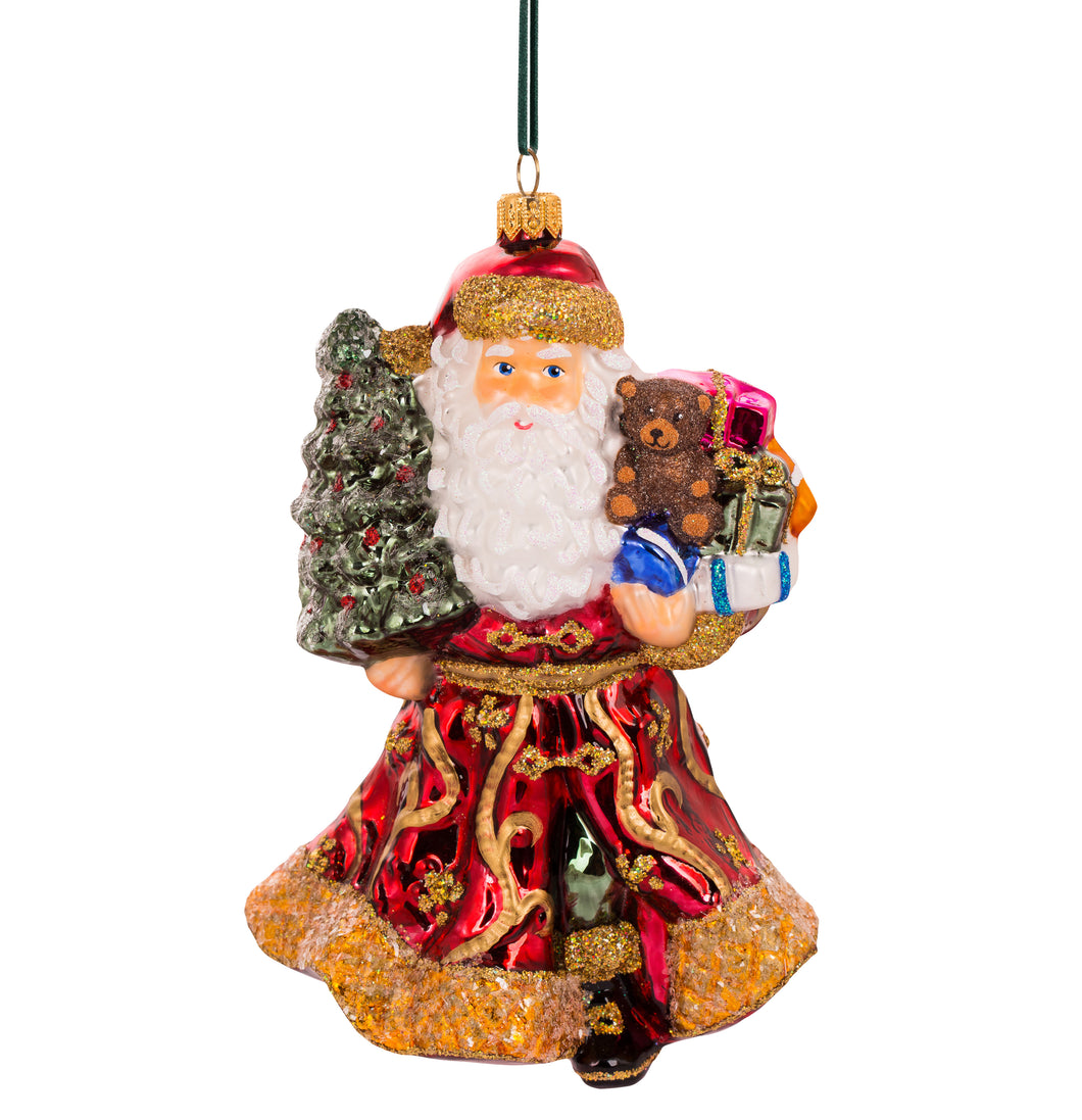 Santa in a Floral Coat Ornament