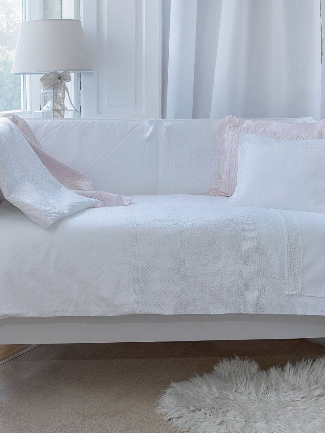 Unique Crib Coverlet, White