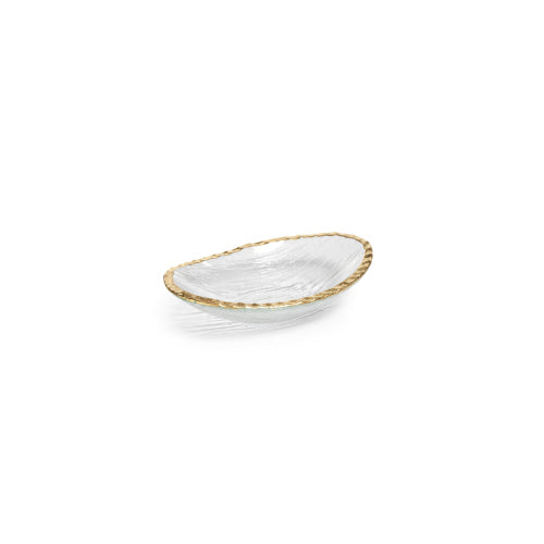 Glass Bowl with Textured Gold Edge, Sm