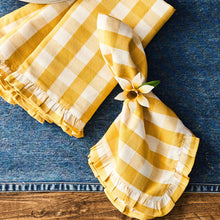 Load image into Gallery viewer, Gingham Ruffle Napkin,  Set of 4 |  Sunshine
