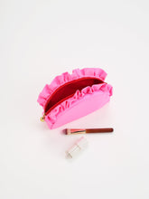 Load image into Gallery viewer, Candy Stripes Small Ruffle Zip Pouch, Pink
