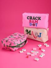 Load image into Gallery viewer, "Crack, Bam, Dot" Mahjong Tiles Zip Pouch | Pink
