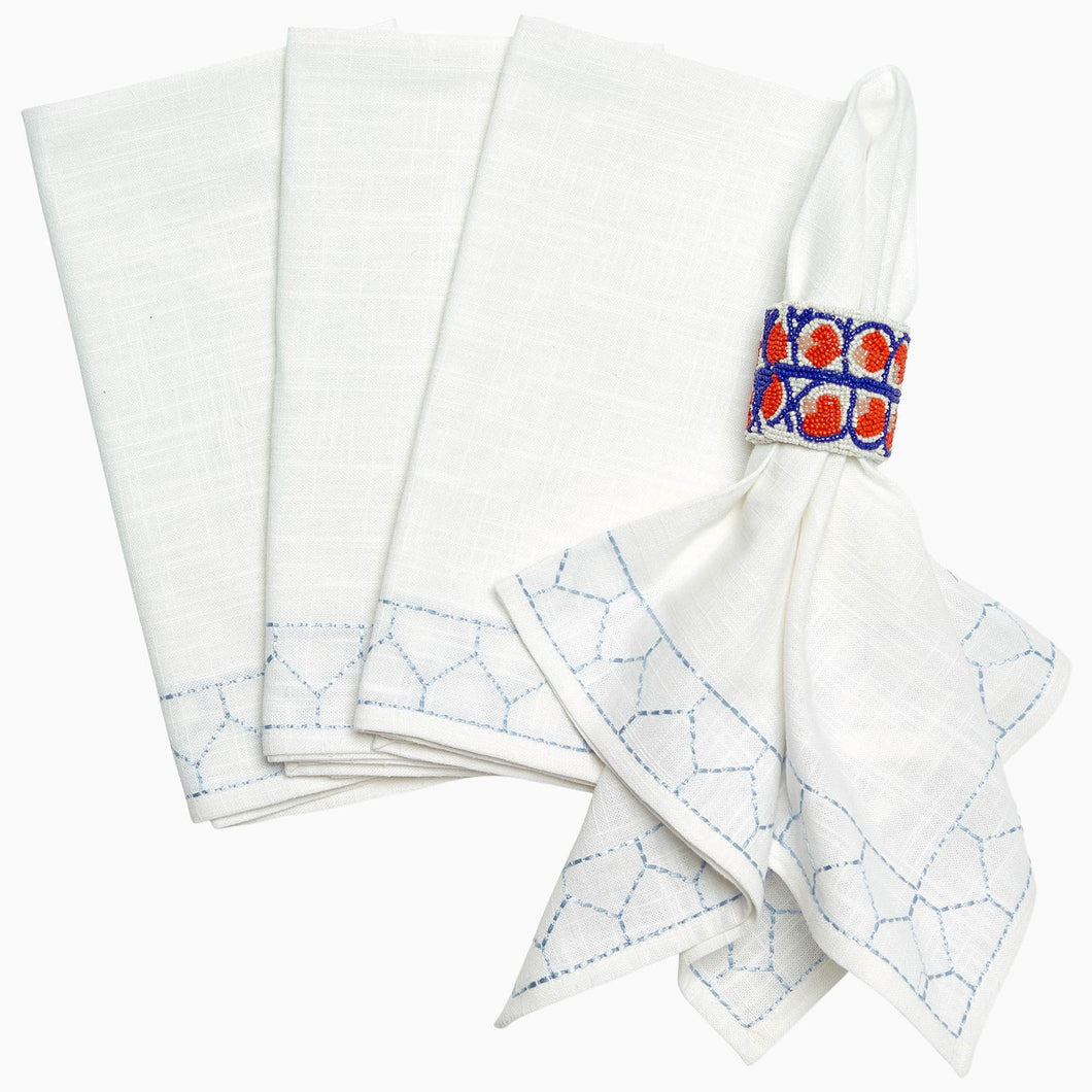Stitched Light Indigo Napkins, Set of 4