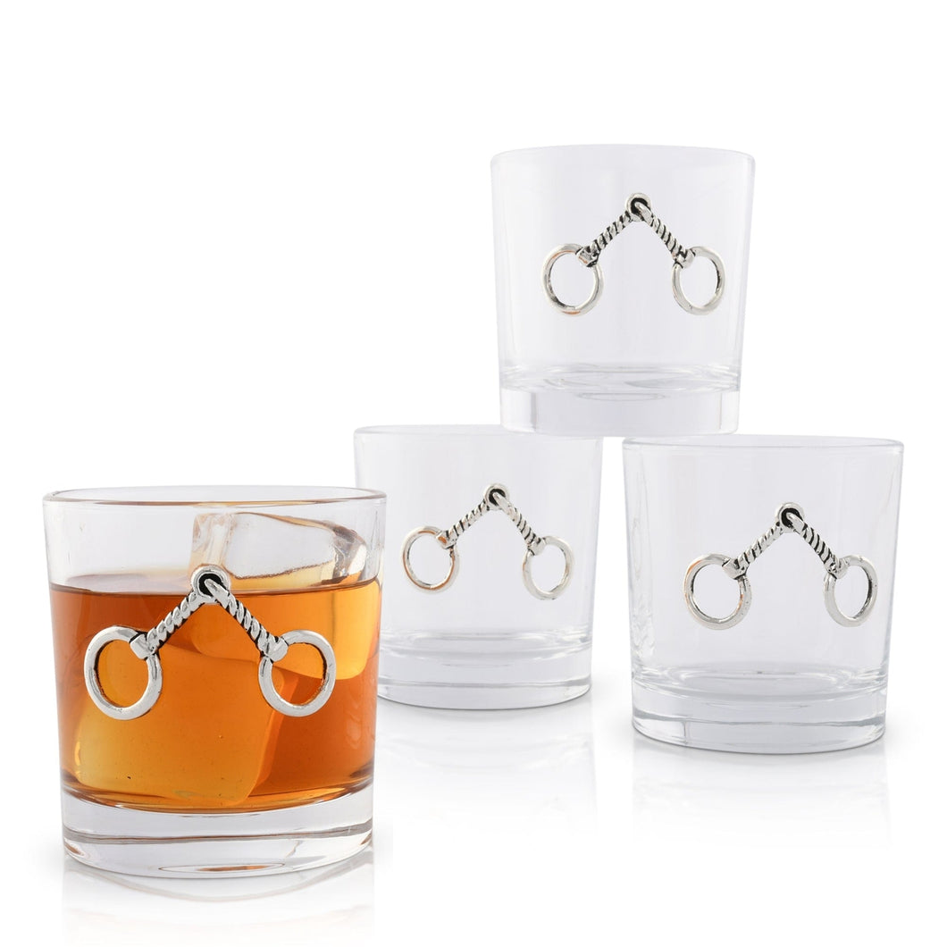 Equestrian Bit Bar Glasses, Set of 4