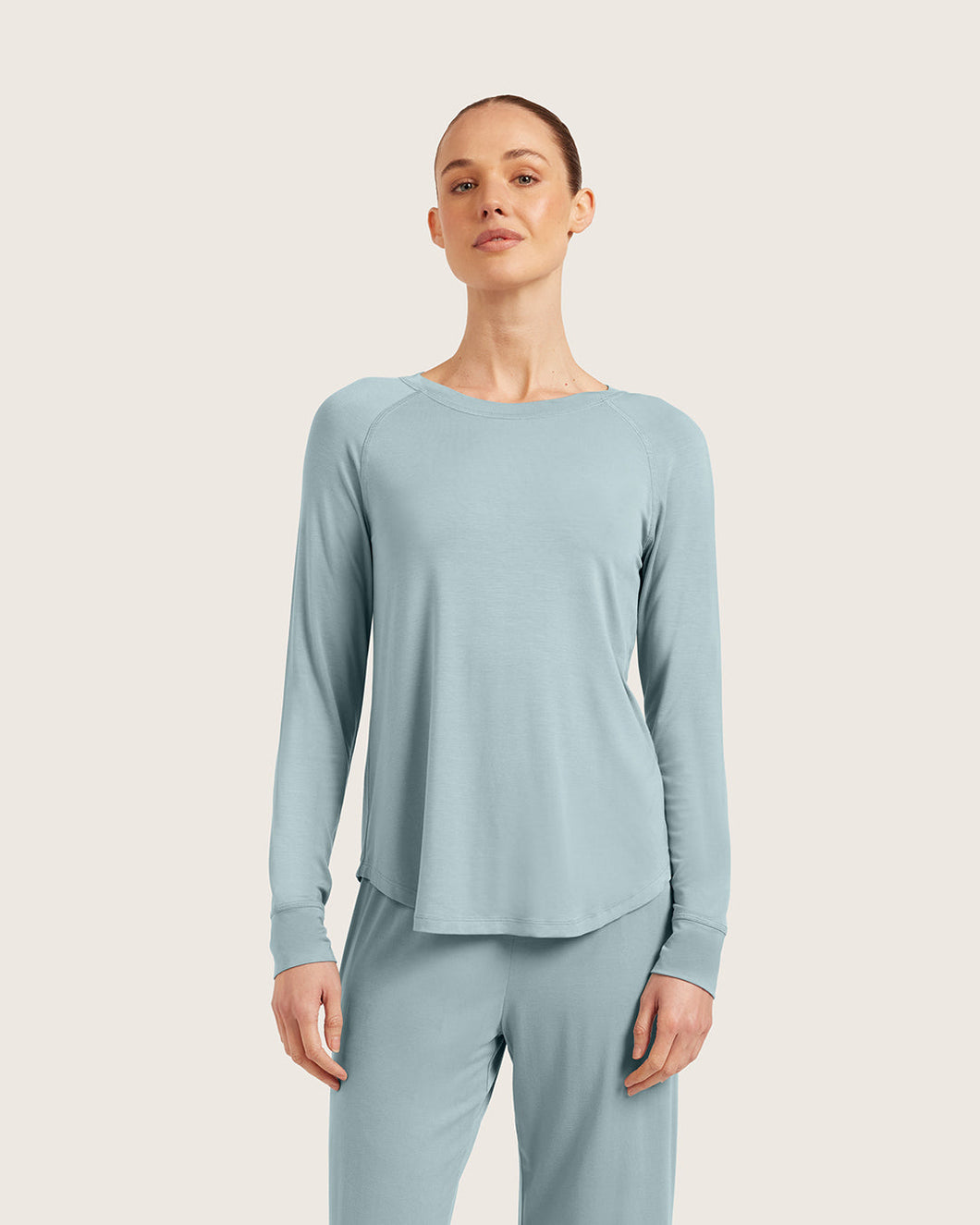 Goodnight Raglan Sleep Top, Mineral Blue
