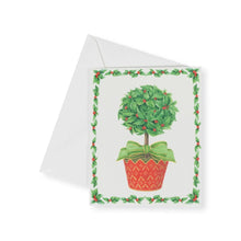 Load image into Gallery viewer, Holly Topiary In Red Pot Petite Boxed Christmas Cards, Set of 15

