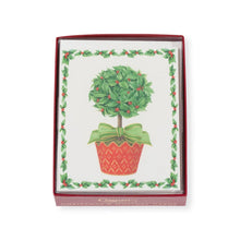 Load image into Gallery viewer, Holly Topiary In Red Pot Petite Boxed Christmas Cards, Set of 15
