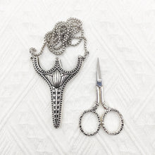 Load image into Gallery viewer, Vintage Style Scissors with Sheath and Necklace Chain, Silver
