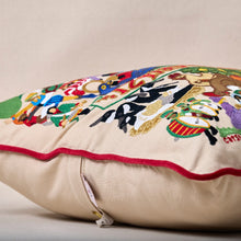 Load image into Gallery viewer, 12 Days of Christmas Hand-Embroidered Pillow, 20x20"
