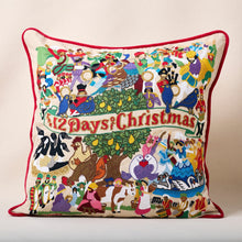 Load image into Gallery viewer, 12 Days of Christmas Hand-Embroidered Pillow, 20x20"

