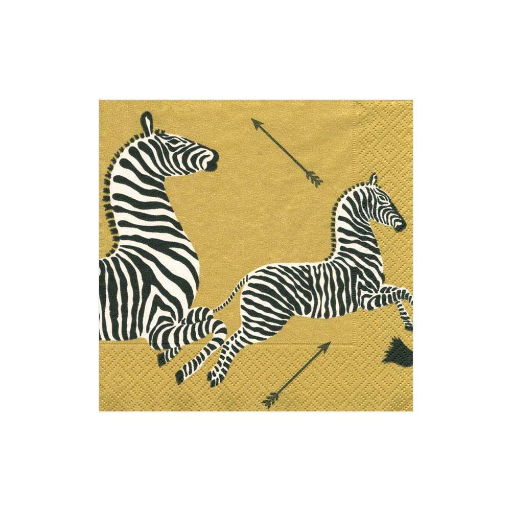 Zebras Paper Guest Towel Napkins in Gold, 15ct