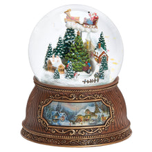 Load image into Gallery viewer, Glitterdome Musical Village with Rotating Santa &amp; Tree
