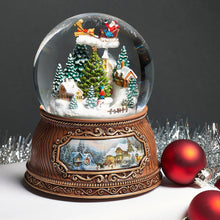 Load image into Gallery viewer, Glitterdome Musical Village with Rotating Santa &amp; Tree
