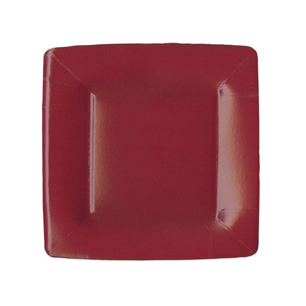 Grosgrain Cranberry Square Paper Salad & Dessert Plates - 8 per package