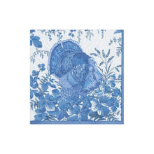 Load image into Gallery viewer, Turkey Toile Paper Cocktail Napkins in Blue, 20ct
