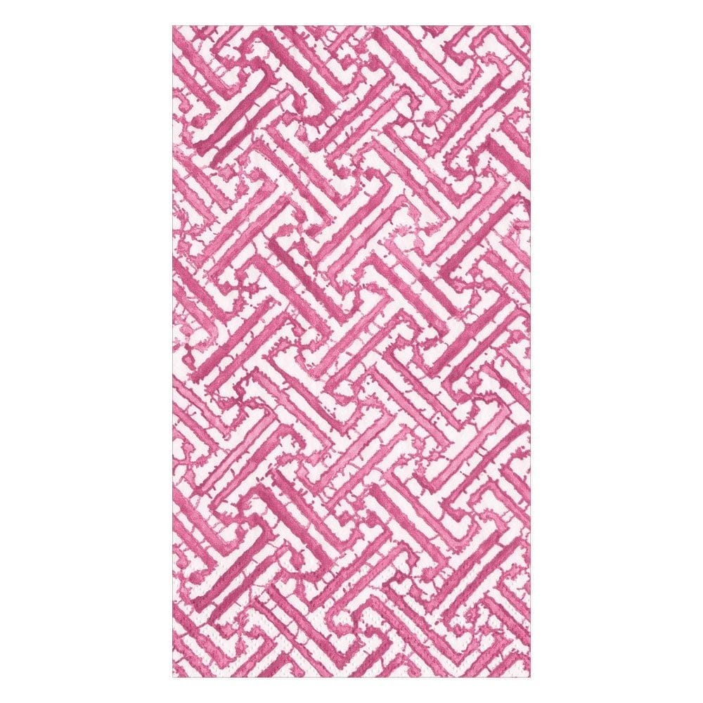 Fretwork Paper Guest Towel Napkins, Fuchsia - 15 Per Package