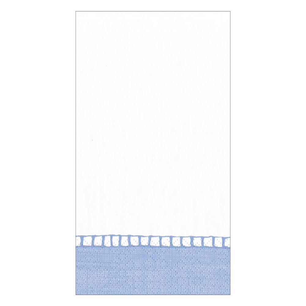 Linen Border Paper Guest Towel Napkins in Light Blue - 15 Per Package