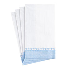 Load image into Gallery viewer, Linen Border Paper Guest Towel Napkins in Light Blue - 15 Per Package
