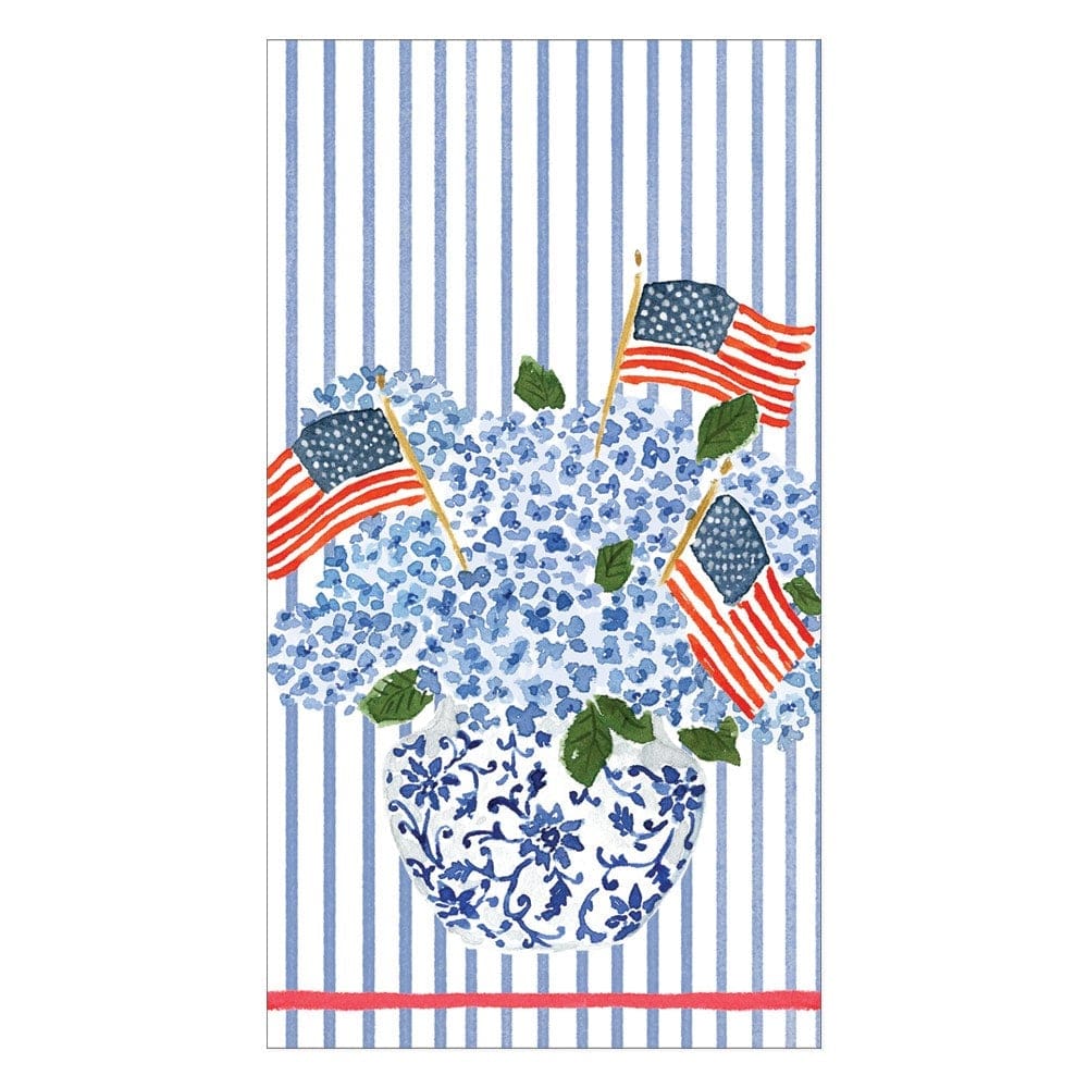 Hydrangeas and Flags Paper Guest Towel Napkins- 15 Per Package