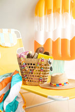 Load image into Gallery viewer, Colorful Beaded Straw Beach Basket Tote
