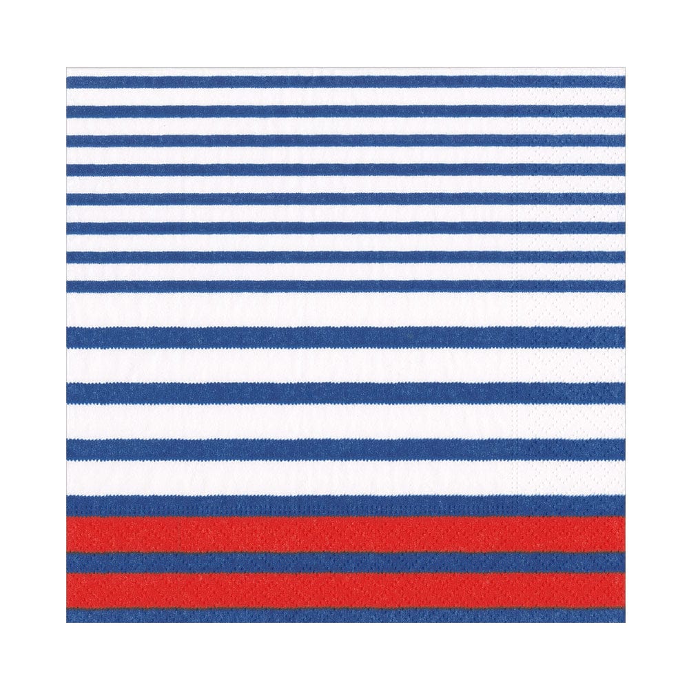 Breton Stripe Blue Paper Luncheon Napkins, 20 per pkg