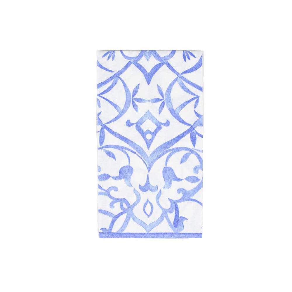 Algarve Linen Paper Guest Towel Napkins in Ceramic Blue- 12 Per Package