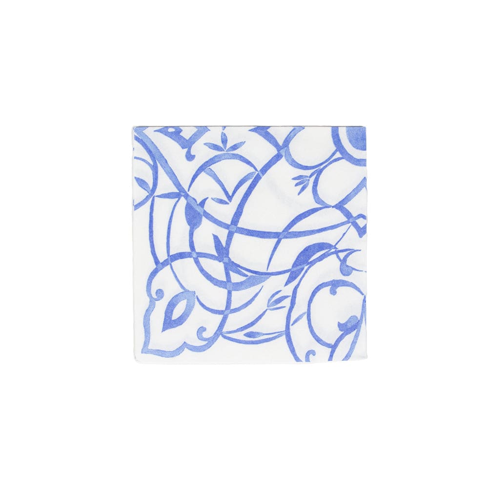 Algarve Linen Paper Luncheon Napkins in Ceramic Blue- 12 per pkg