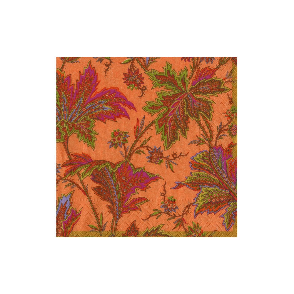 Paisley Leaves Cocktail Napkins in Coral, 20 ct