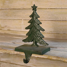 Load image into Gallery viewer, Christmas Tree Cast Iron Stocking Holder, Antique Green
