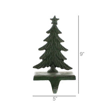 Load image into Gallery viewer, Christmas Tree Cast Iron Stocking Holder, Antique Green
