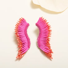 Load image into Gallery viewer, Madeline Raffia Earrings, Orange Pink
