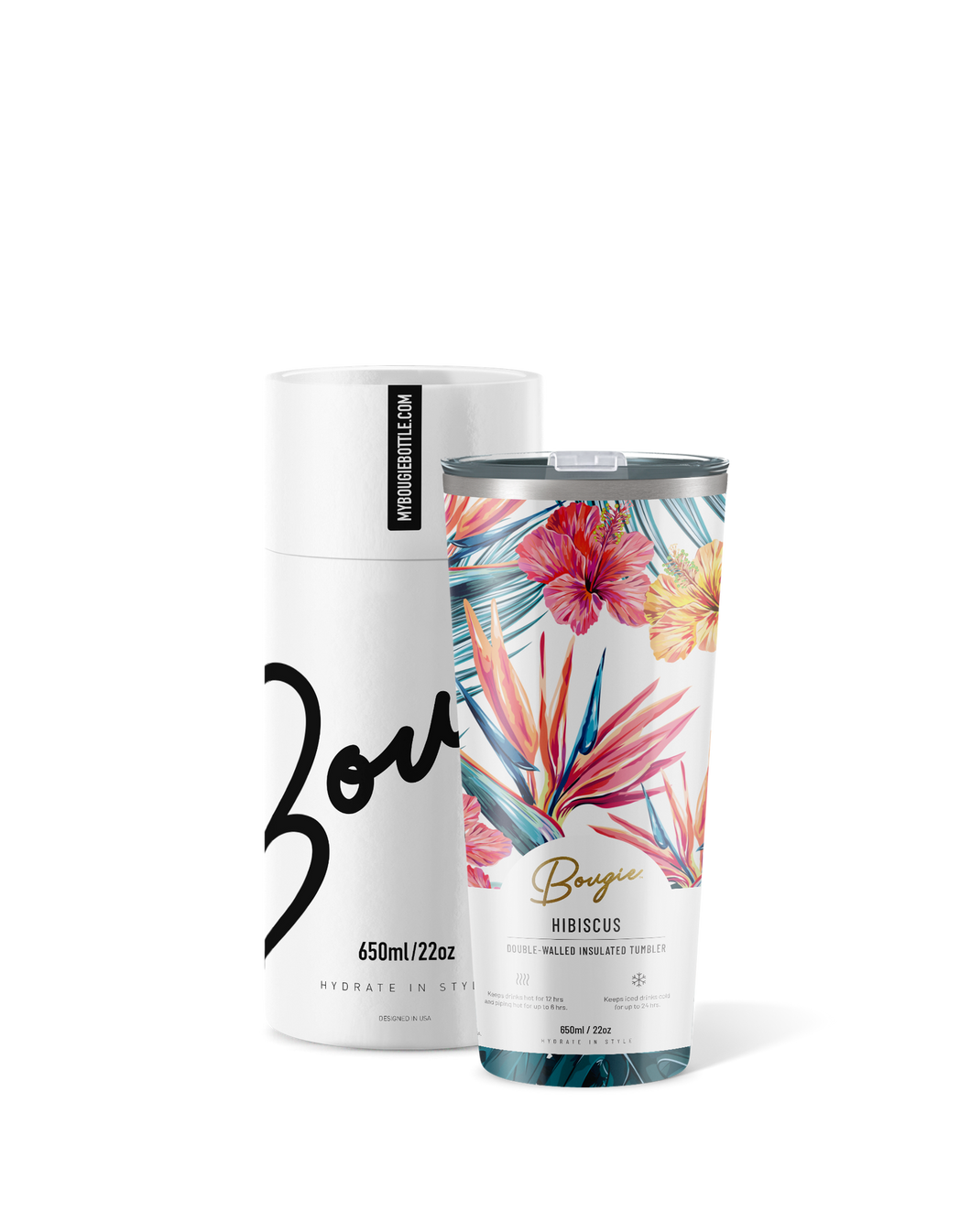 Hibiscus 22oz Insulated Water Bottle