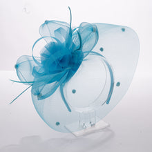 Load image into Gallery viewer, Crinoline Feather Fascinator, Cerulean
