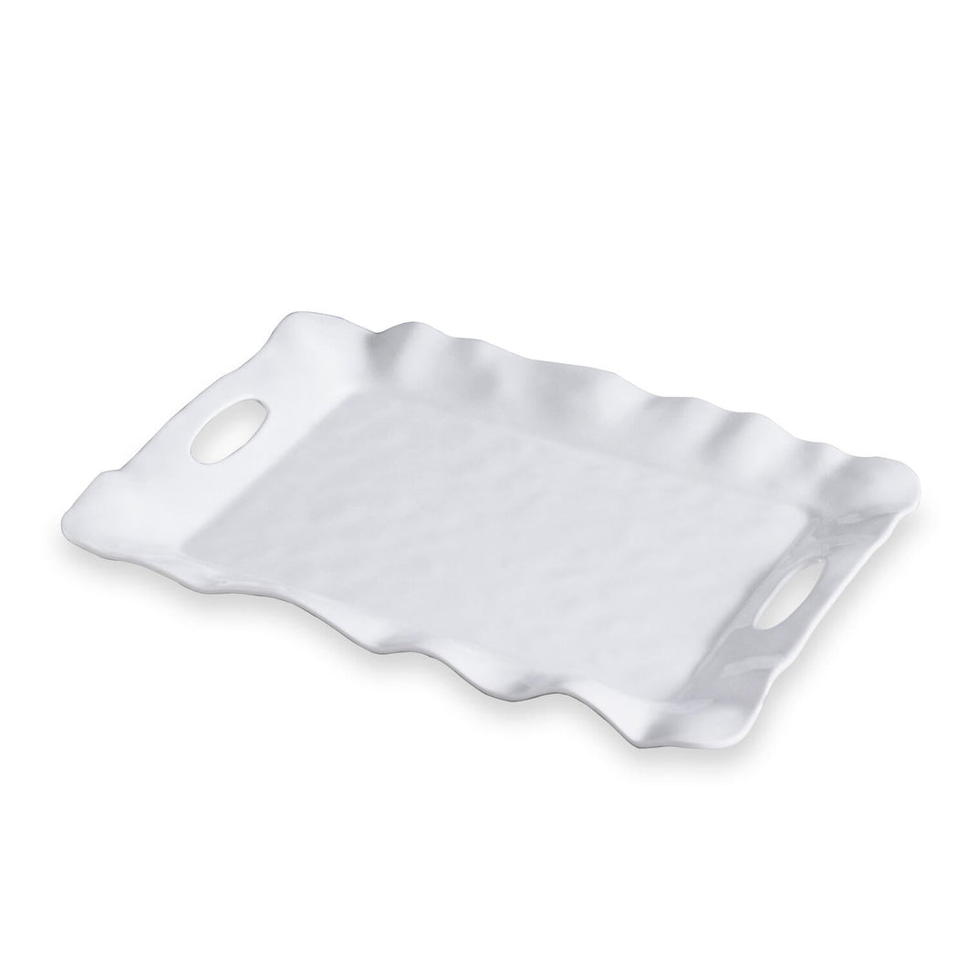 VIDA Havana Rectangular Tray with Handles, White