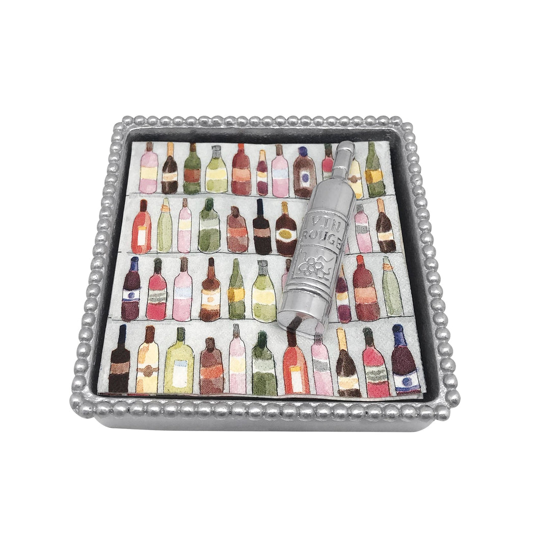 Wine Bottle Beaded Cocktail Napkin Box