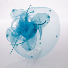 Load image into Gallery viewer, Crinoline Feather Fascinator, Cerulean
