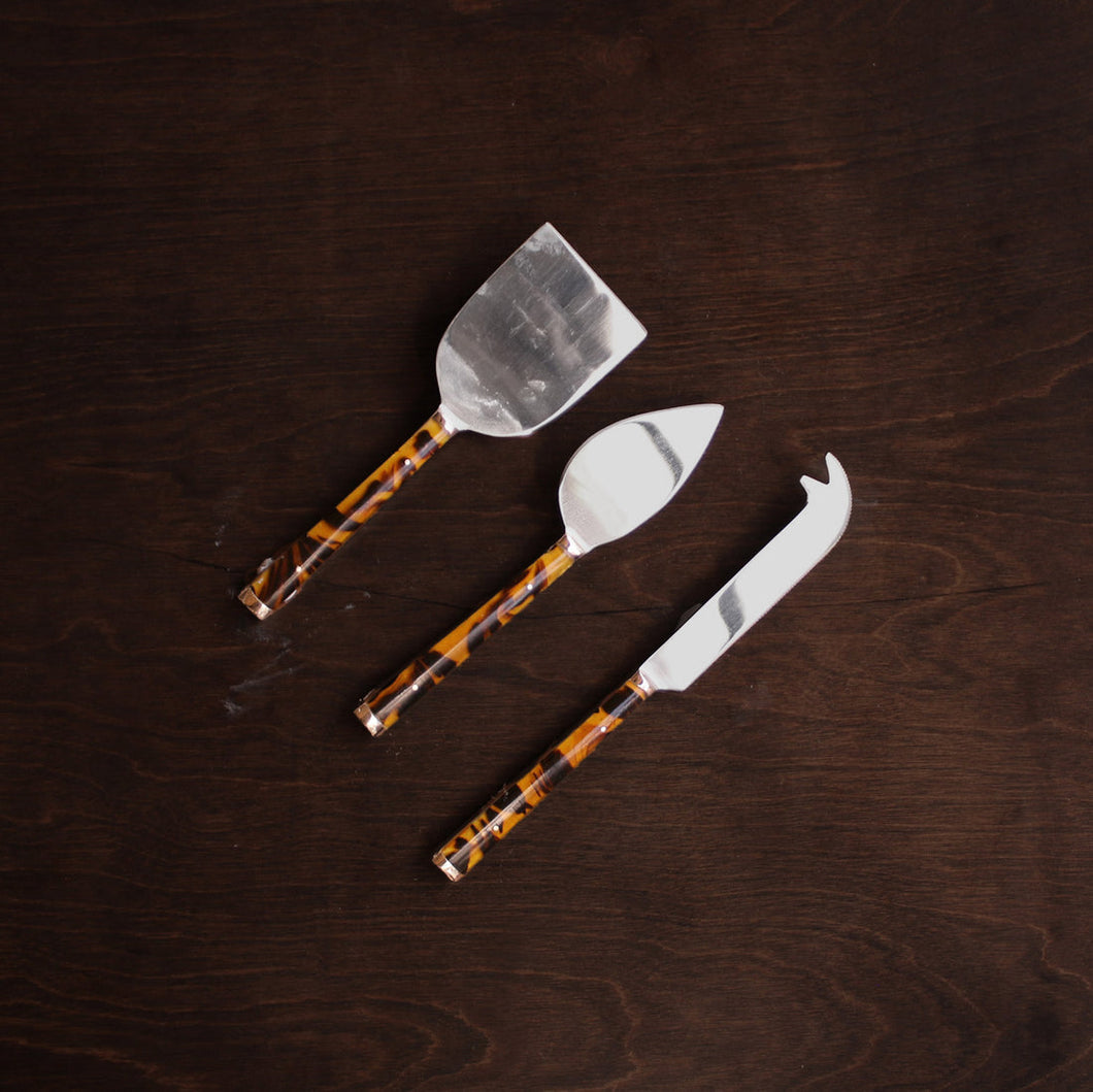 VIDA Tortoise and Gold Stainless Cheese Set of 3