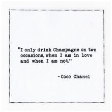 Load image into Gallery viewer, Champagne Quotes - White Cotton Cocktail Napkins, 50ct
